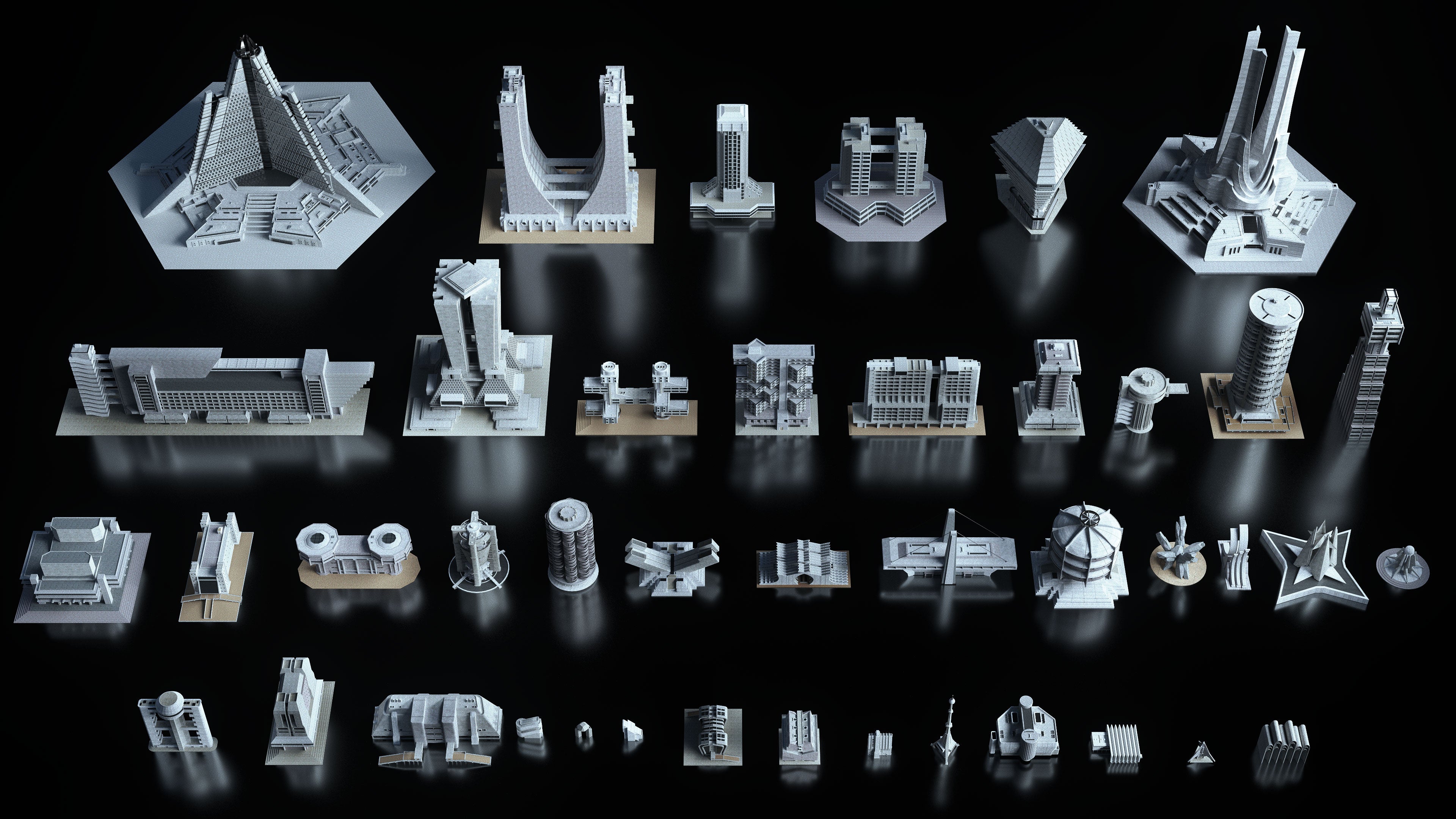 Brutalist Premium 3d Models And Materials Kitbash3d 