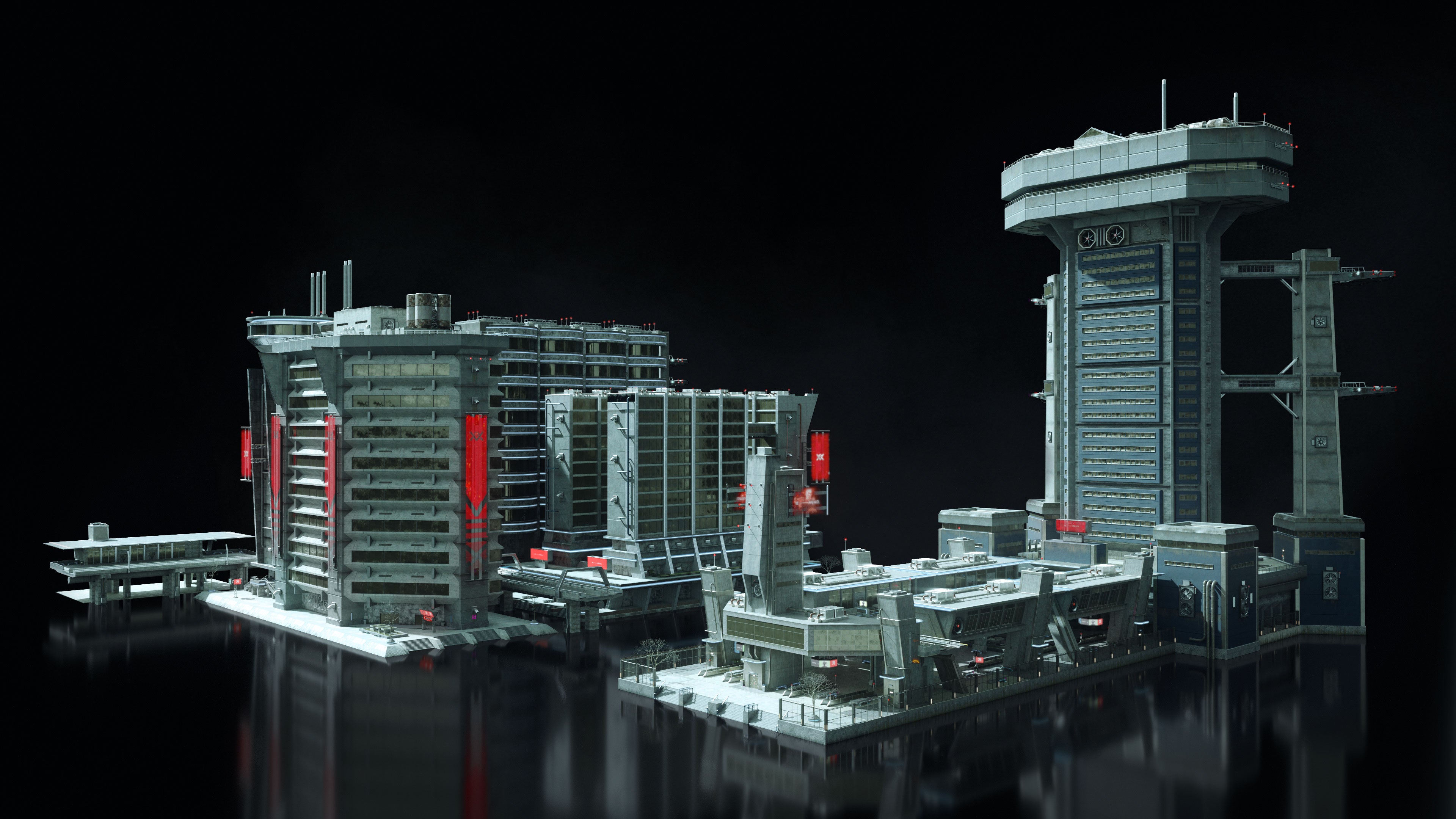 C4D/FBX野兽派美学建筑未来科幻灰白高楼大厦3D模型 Kitbash3D – Brutalist 2055插图4