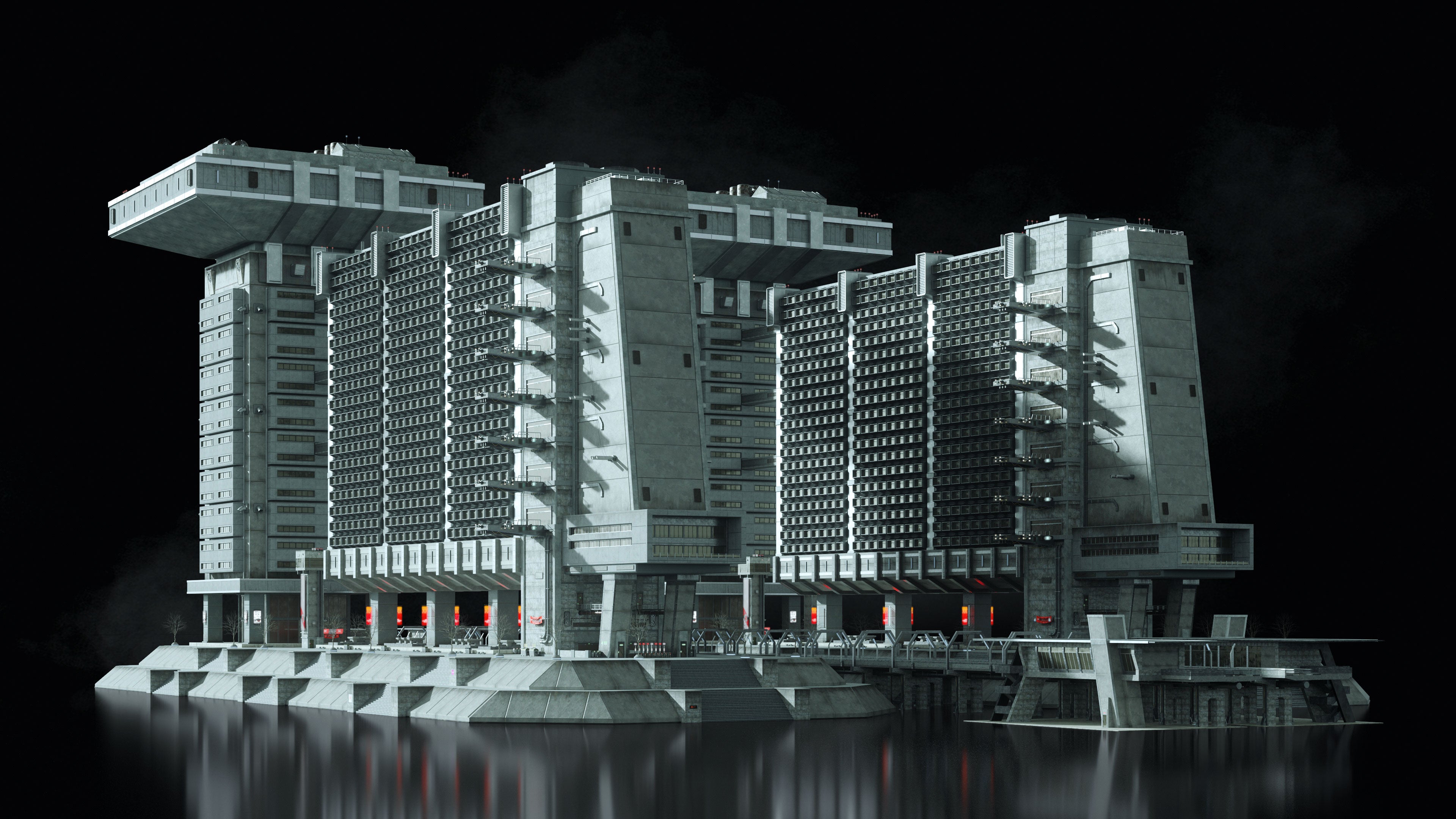 C4D/FBX野兽派美学建筑未来科幻灰白高楼大厦3D模型 Kitbash3D – Brutalist 2055插图15