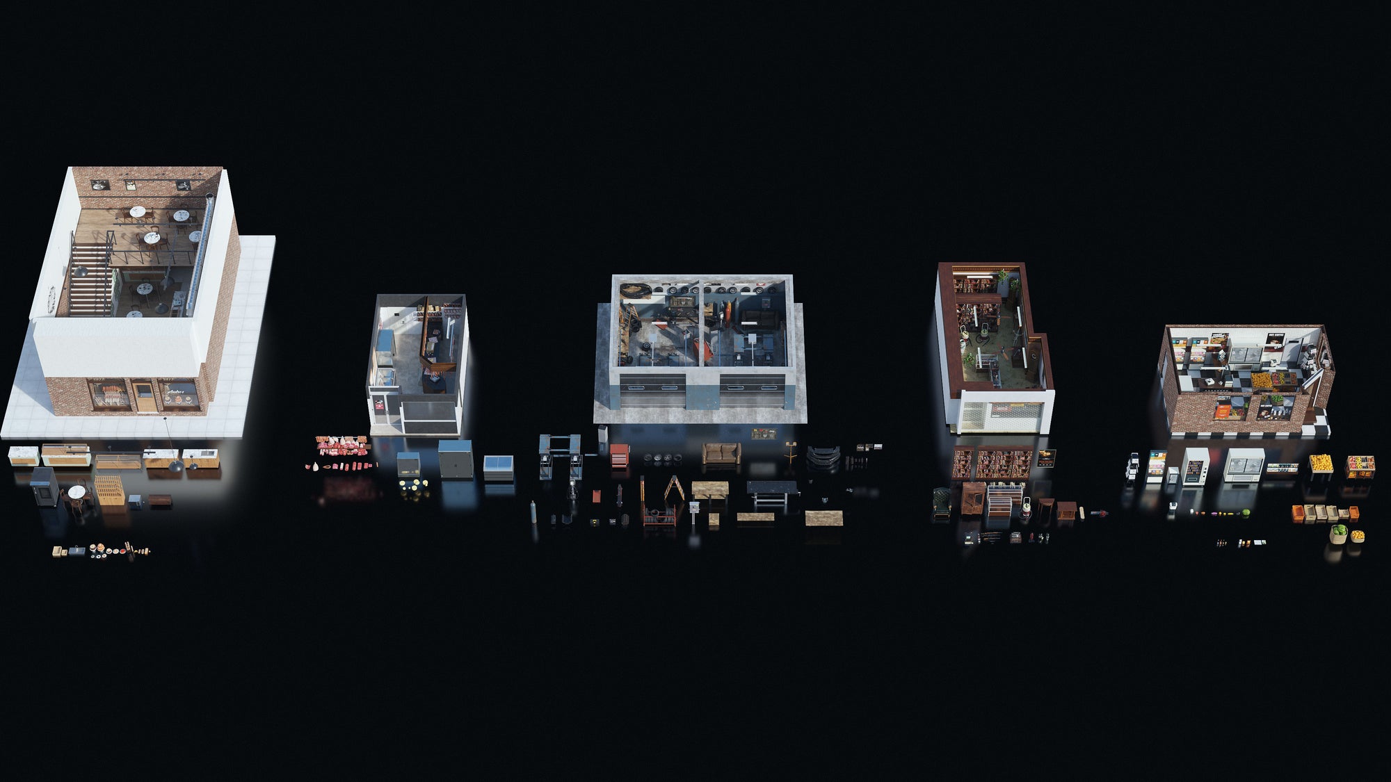 Neighborhood Shops – Premium 3D Models and Materials | KitBash3D