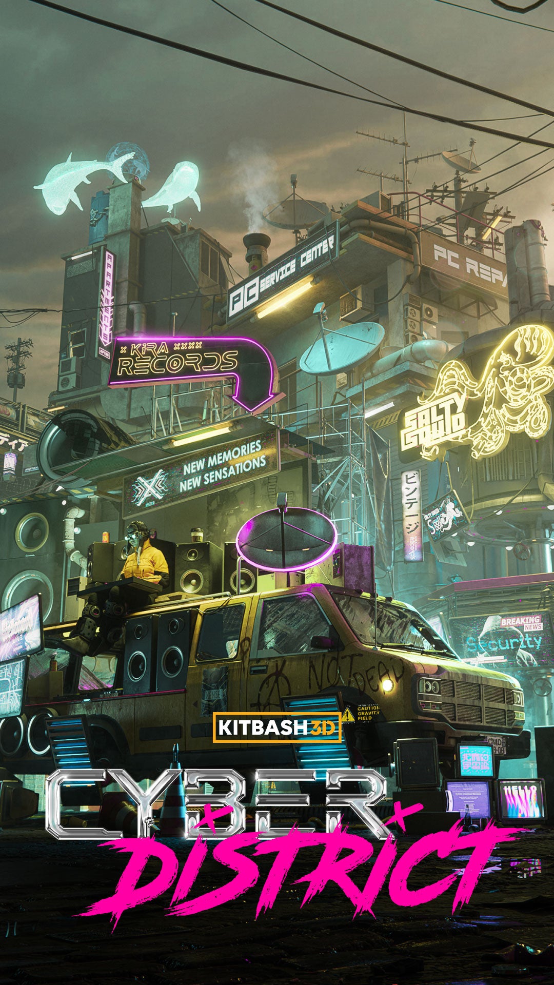 Kitbash Cyber Mini Kit Cyber District – Premium 3D Models and Materials | KitBash3D